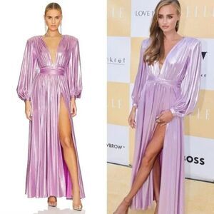 Bronx and Banco Maxi Gown Dress Lavender Purple Shimmer Metallic Zoe size M